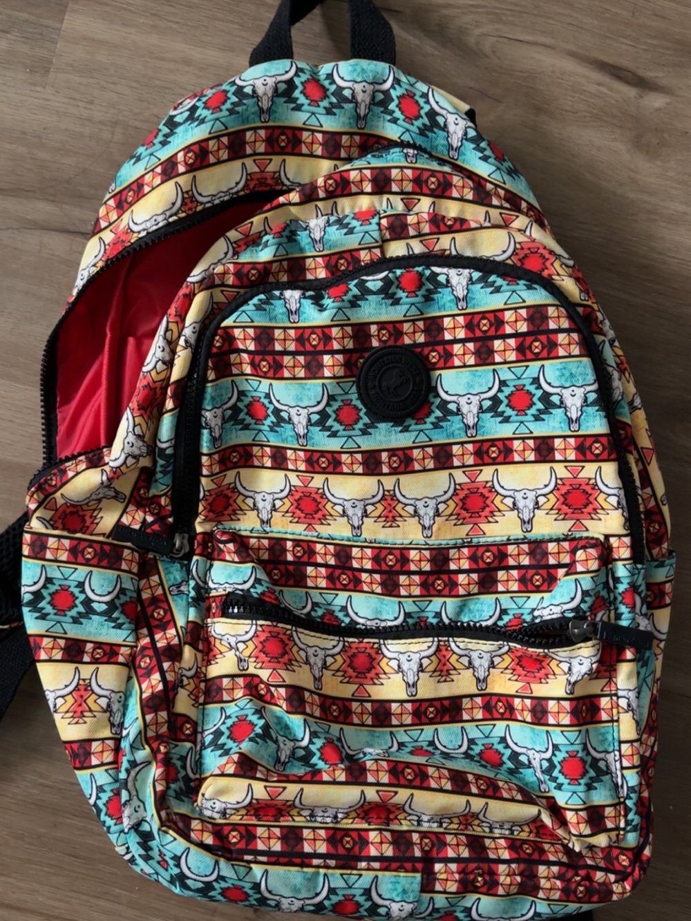 Southwest Print Backpack in Turquoise & Red